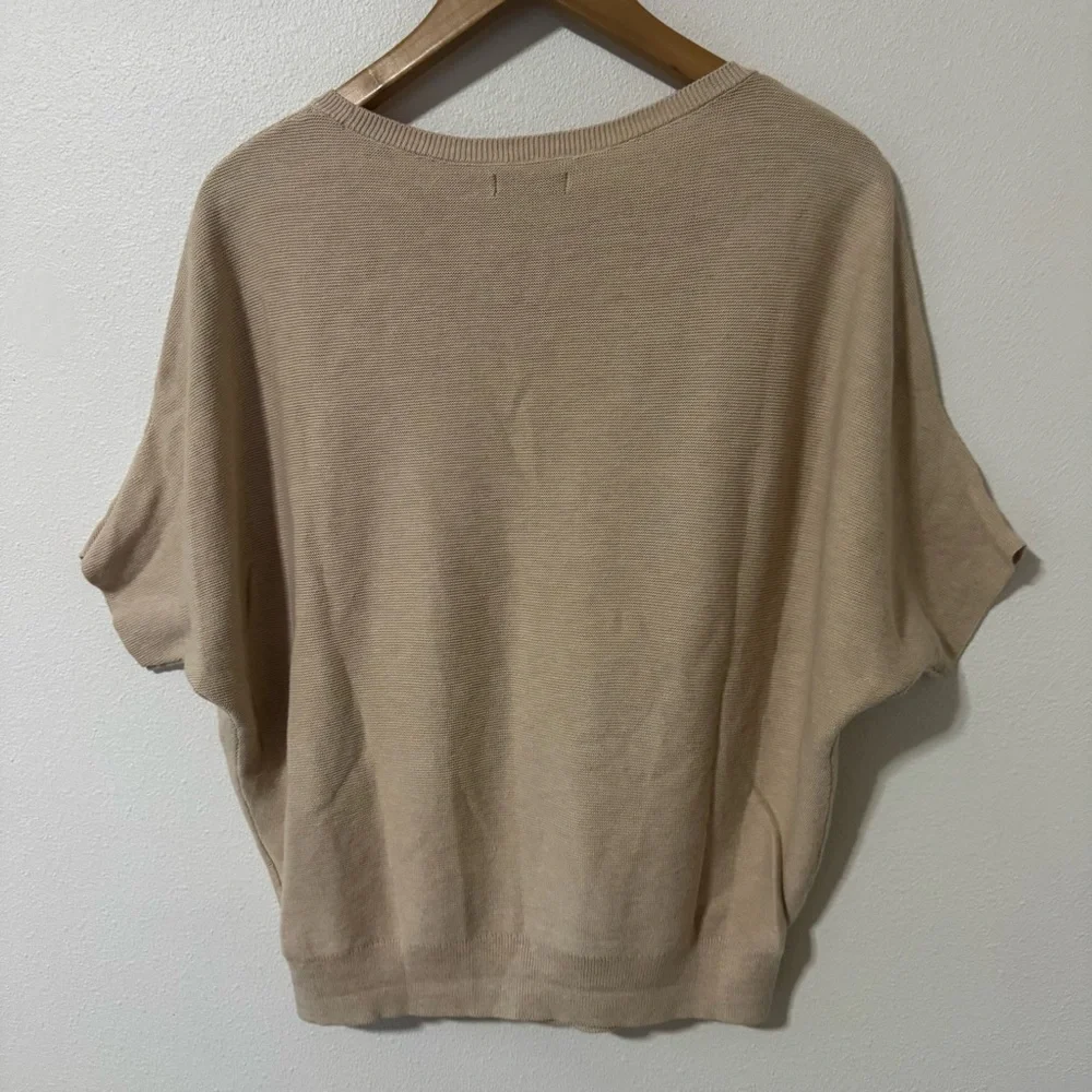Quince Lightweight Cotton Cashmere Link-Stitch Dolman Sweater Heather Oatmeal-M - Picture 3 of 8